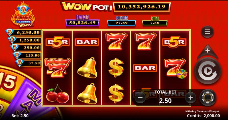 9 Blazing Diamonds Wowpot slot game artwork