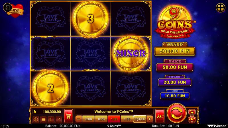 9 Coins Love The Jackpot slot game artwork