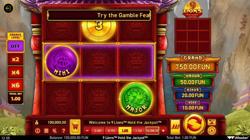 9 Lions Hold The Jackpot slot game artwork