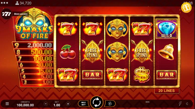 9 Masks Of Fire slot game artwork