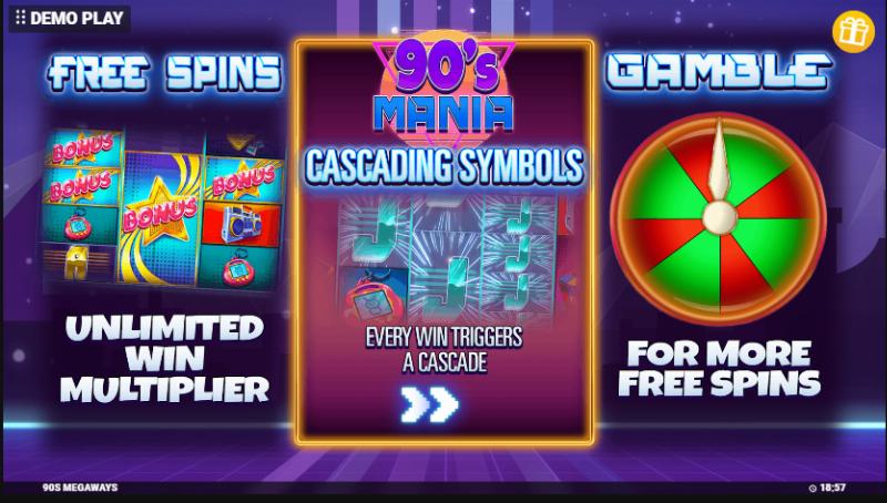 90’S Mania Megaways slot game artwork