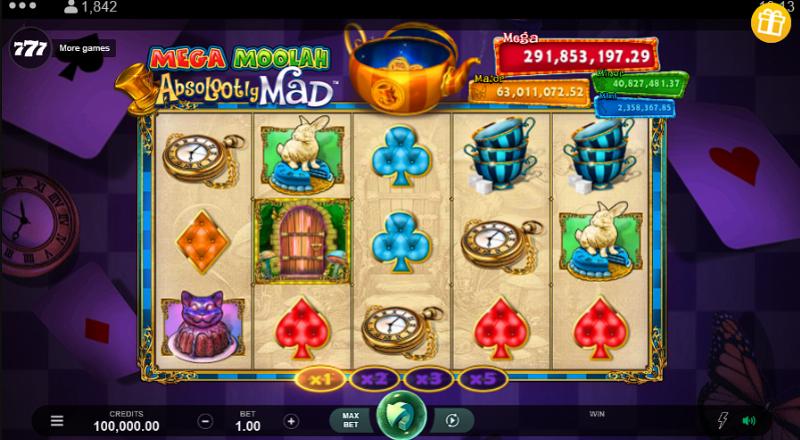 Absolootly Mad: Mega Moolah slot game artwork