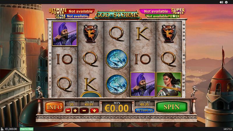 Age Of The Gods: God Of Storms slot game artwork