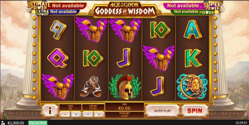 Age Of The Gods Goddess Of Wisdom slot game artwork