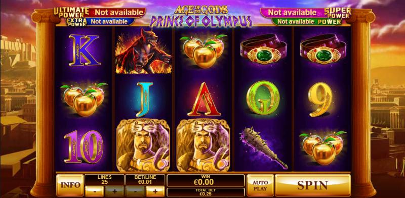 Age Of The GodsTM Prince Of Olympus slot game artwork