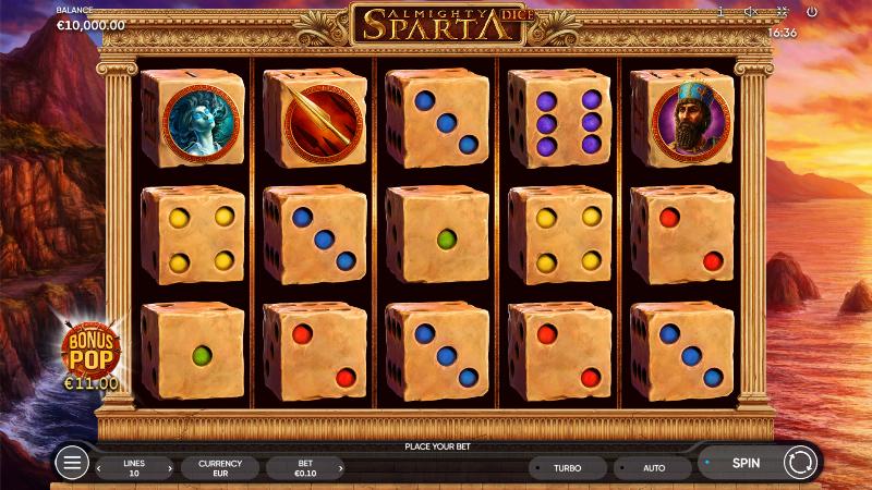 Almighty Sparta Dice slot game artwork