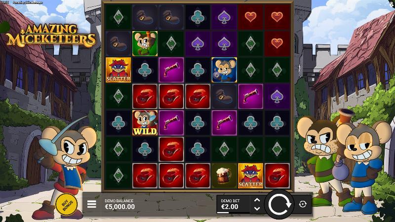 Amazing Miceketeers slot game artwork