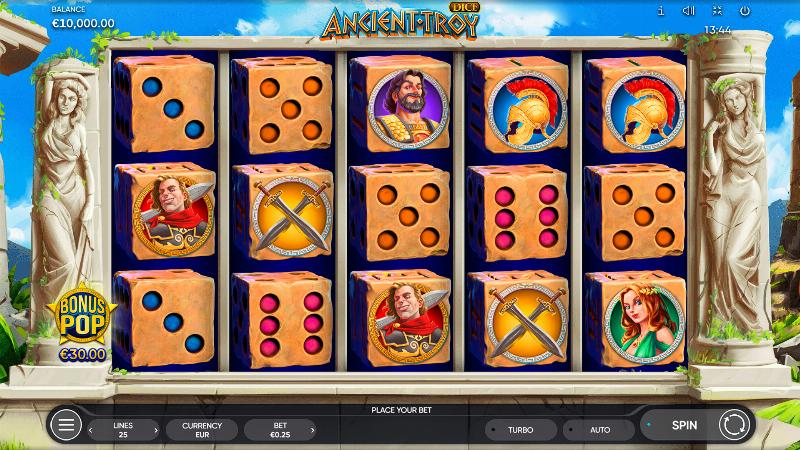 Ancient Troy Dice slot game artwork