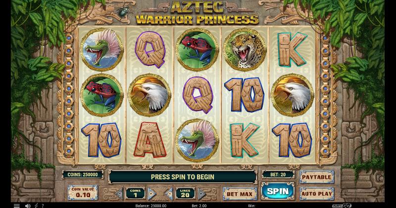 Aztec Warrior Princess slot game artwork