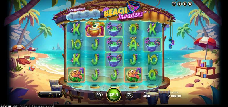 Beach Invaders slot game artwork