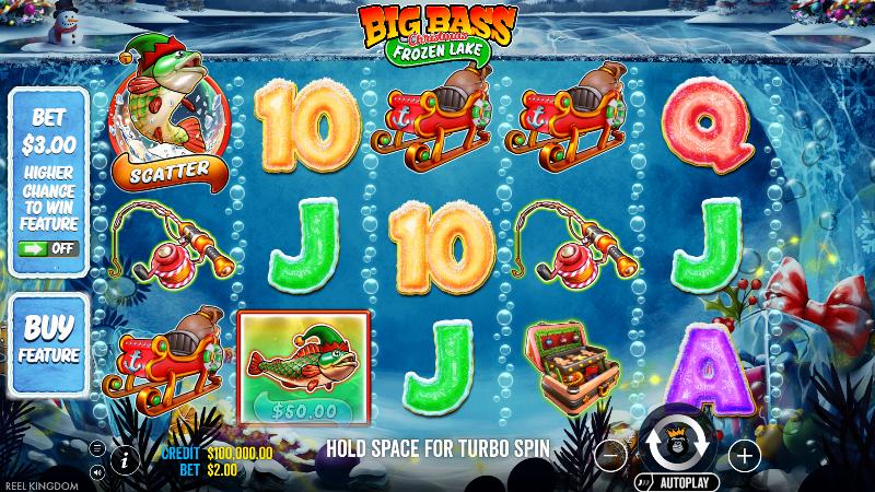 Big Bass Christmas Frozen Lake slot game artwork