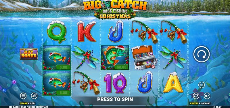 Big Catch Bass Fishing Christmas slot game artwork