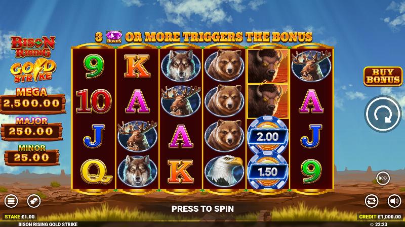 Bison Rising Gold Strike slot game artwork