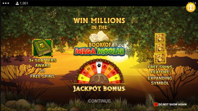 Book Of Mega Moolah slot game artwork