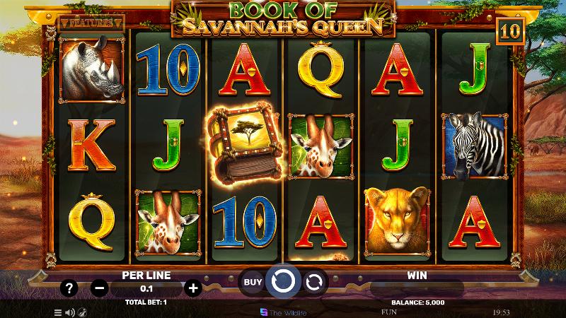 Book Of Savannah’s Queen slot game artwork
