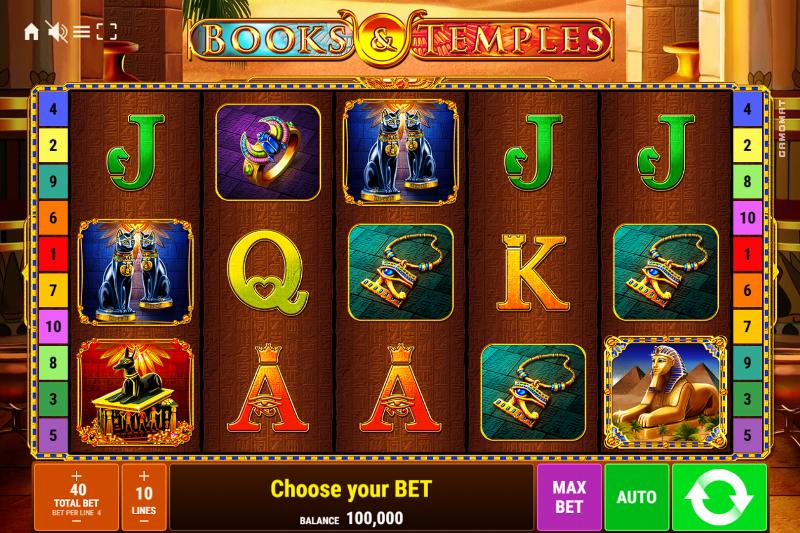 Books & Temples slot game artwork