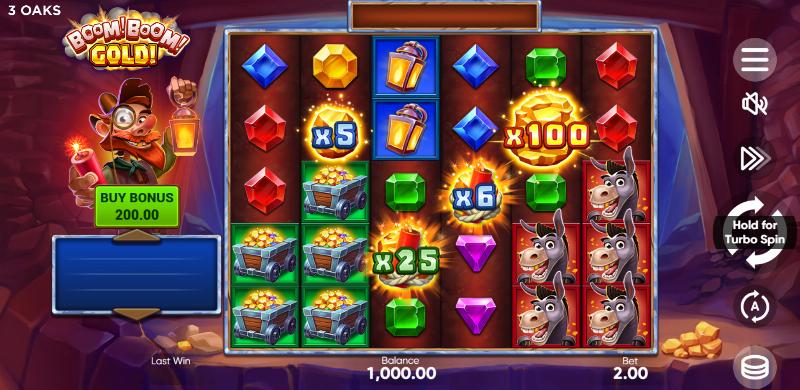 Boom! Boom! Gold! slot game artwork