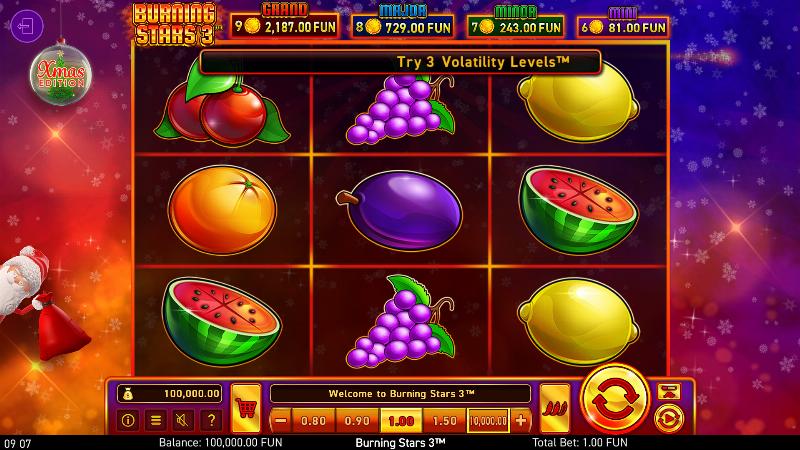Burning Stars 3 Xmas Edition slot game artwork