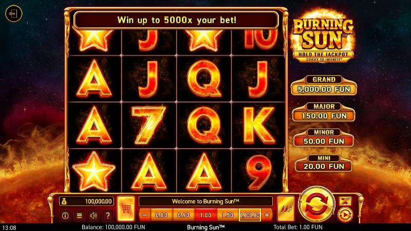 Burning Sun slot game artwork