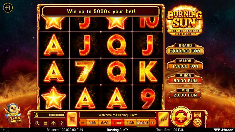 Burning Sun Easter slot game artwork