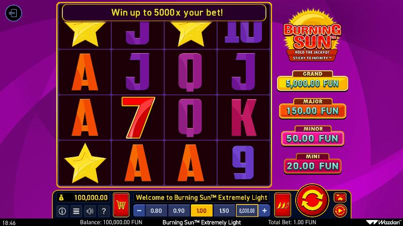 Burning Sun Extremely Light slot game artwork