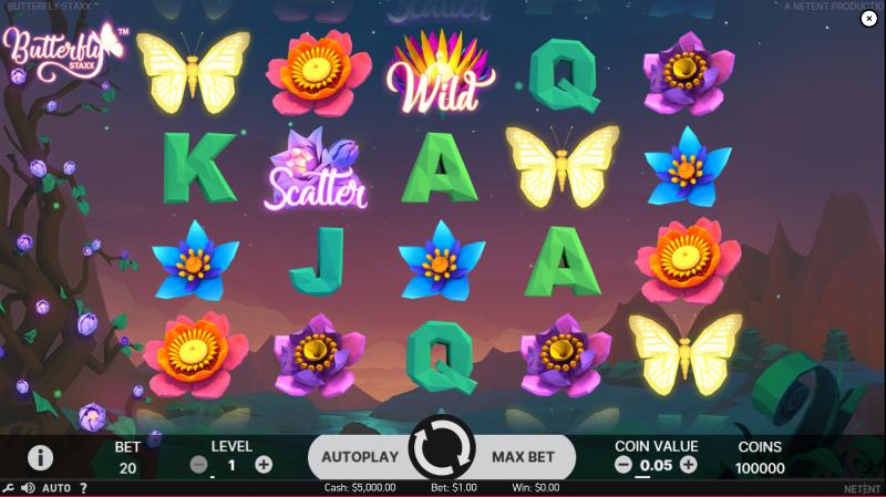 Butterfly Staxx slot game artwork
