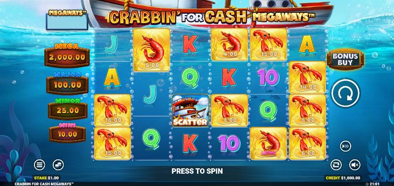 Crabbin For Cash Megaways slot game artwork