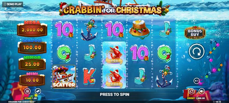 Crabbin For Christmas slot game artwork