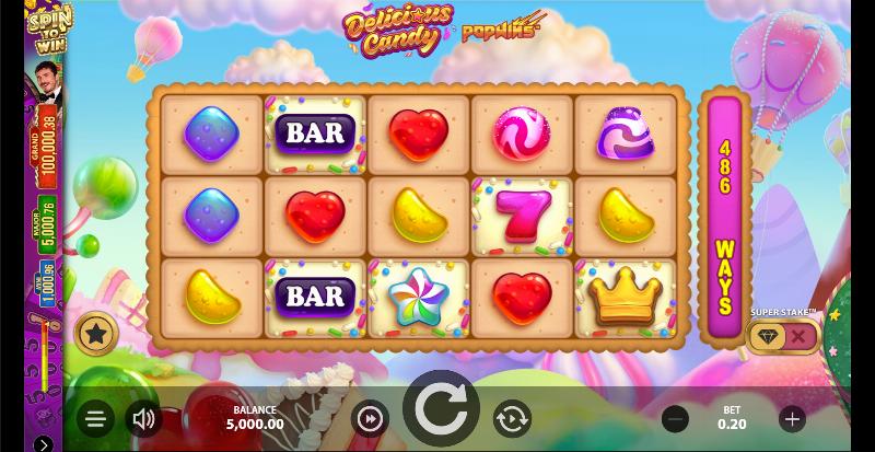 Delicious Candy Popwins slot game artwork