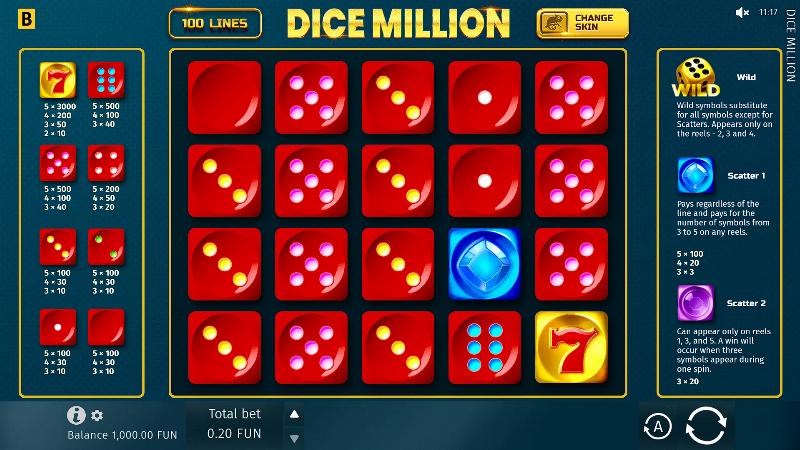 Dice Million slot game artwork