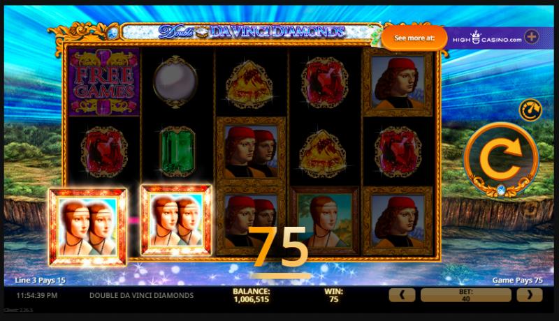 Double Da Vinci Diamonds slot game artwork