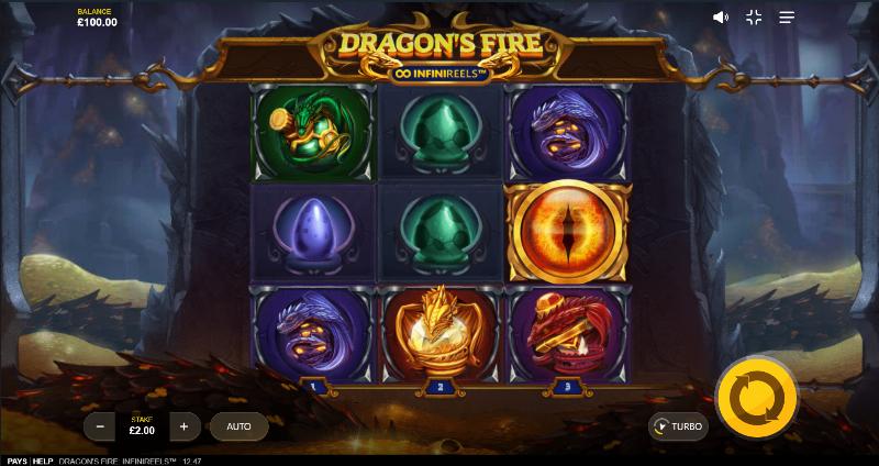 Dragons Fire Infinireels slot game artwork