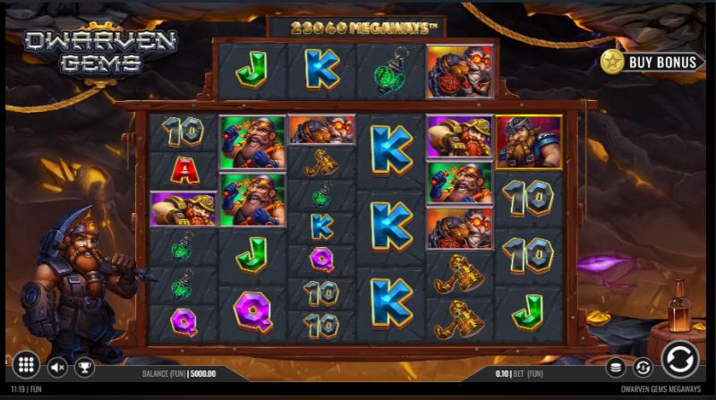 Dwarven Gems Megaways slot game artwork