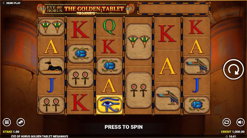 Eye Of Horus The Golden Tablet Megaways slot game artwork