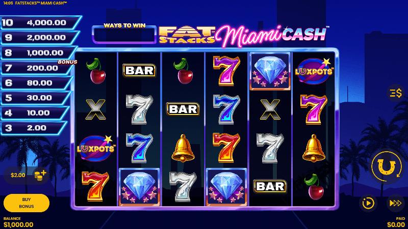 Fat Stacks Miami Cash slot game artwork