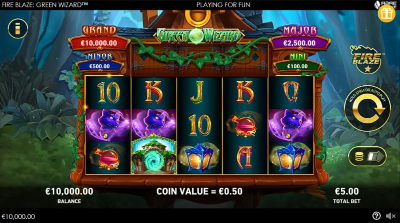 Fire Blaze: Green Wizard slot game artwork