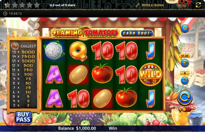 Flaming Tomatoes: Cash Shot slot game artwork