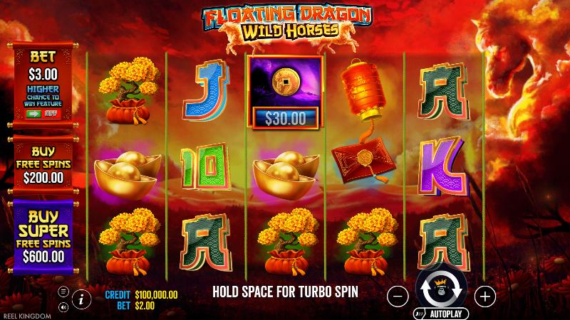 Floating Dragon Wild Horses slot game artwork