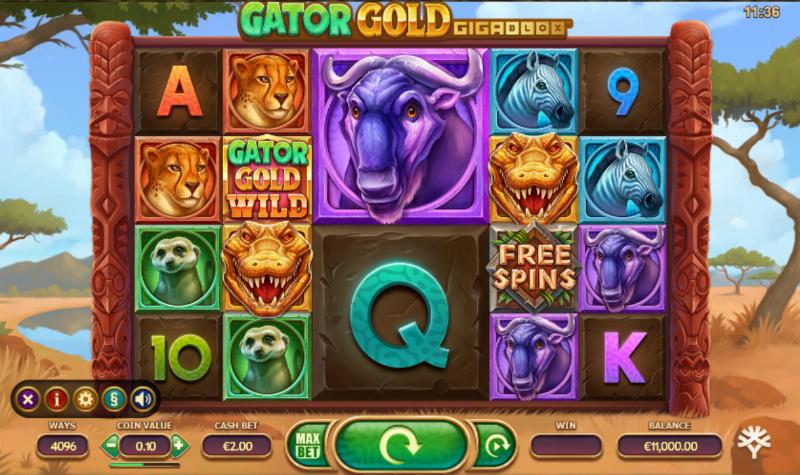 Gator Gold Gigablox slot game artwork