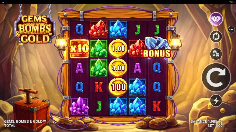 Gems, Bombs & Gold slot game artwork
