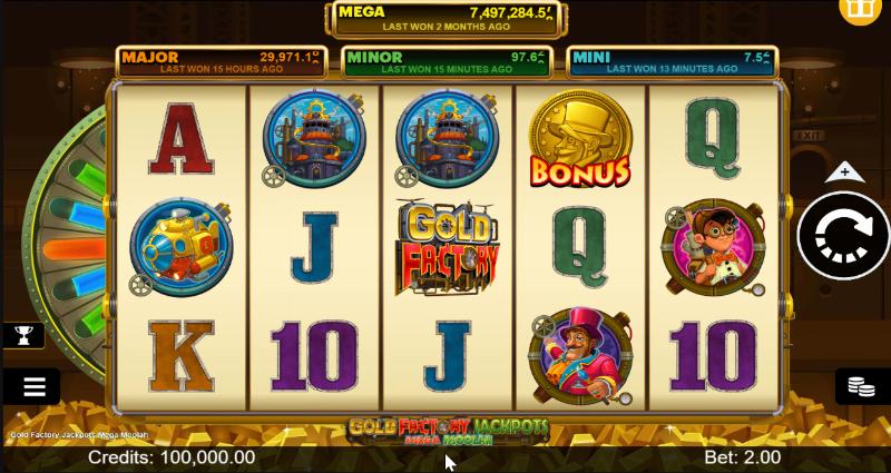 Gold Factory Jackpots Mega Moolah slot game artwork