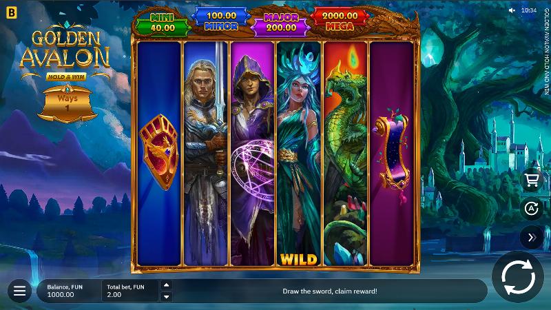 Golden Avalon Hold & Win slot game artwork