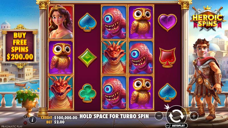Heroic Spins slot game artwork