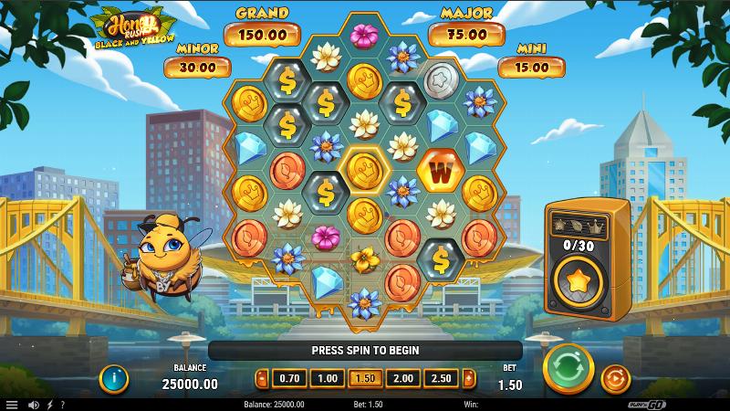 Honey Rush Black And Yellow slot game artwork