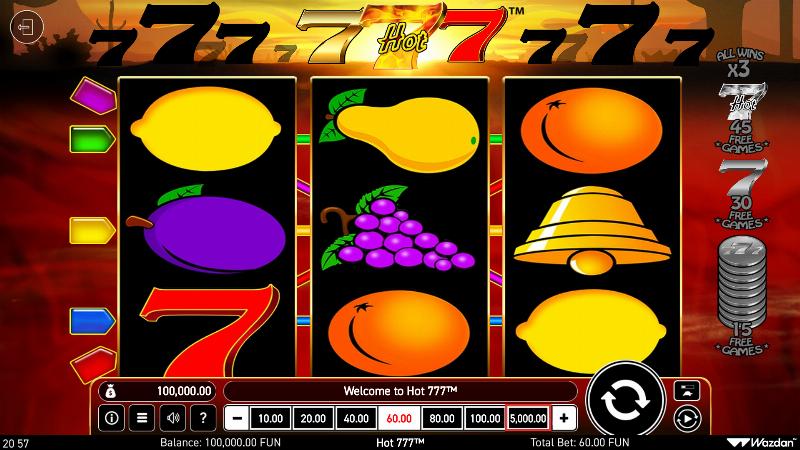 Hot 777 slot game artwork