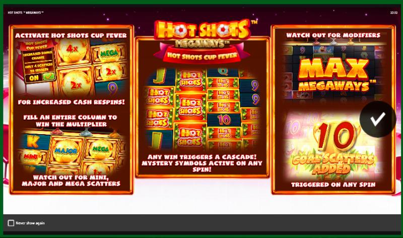 Hot Shots Megaways slot game artwork