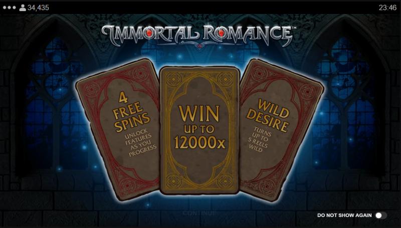 Immortal Romance slot game artwork