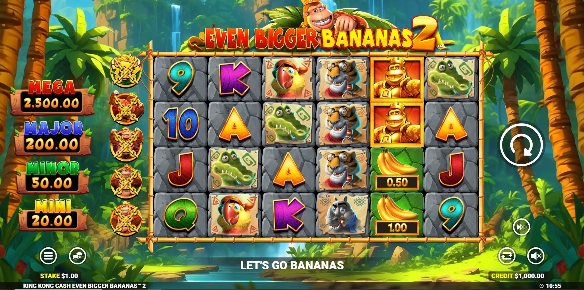 King Kong Cash Even Bigger Bananas 2 slot game artwork