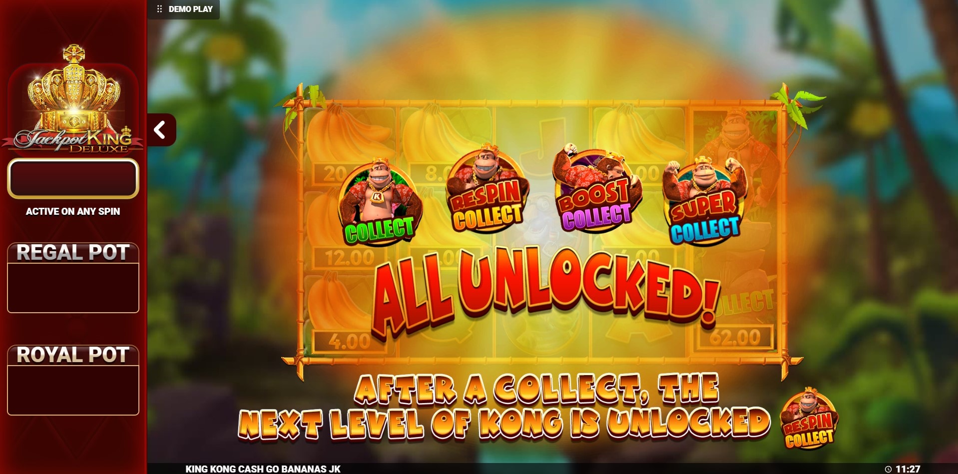 King Kong Cash Go Bananas slot game artwork