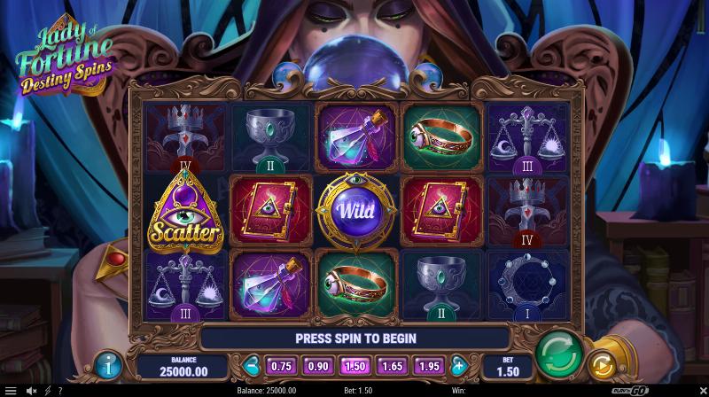 Lady Of Fortune Destiny Spins slot game artwork